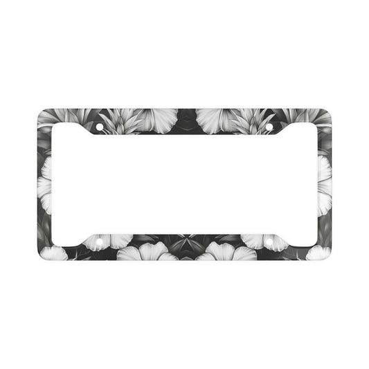 Hibiscus Black & White Print License Plate Frame