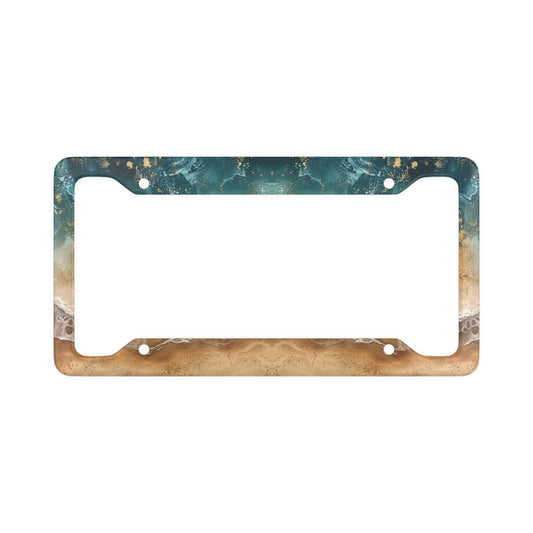 Glittering Beach Ocean Waves License Plate Frame