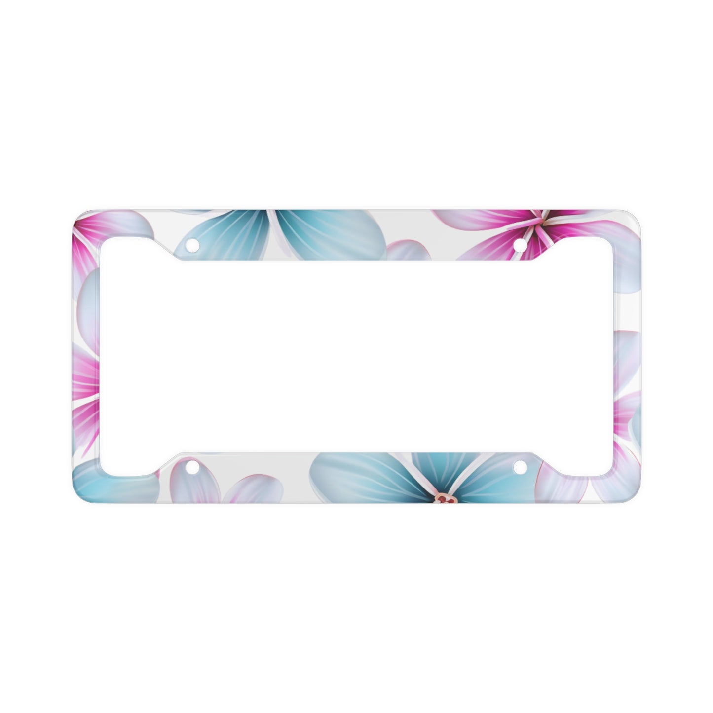 Hawaii Plumeria Print License Plate Frame (White Background)