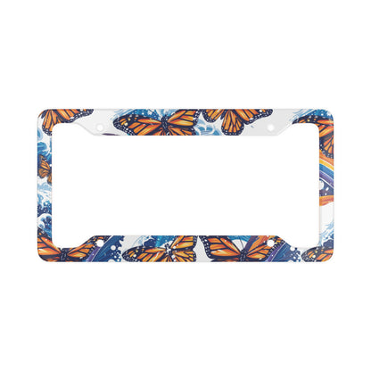 Monarch Butterfly & Ocean Waves License Plate Frame