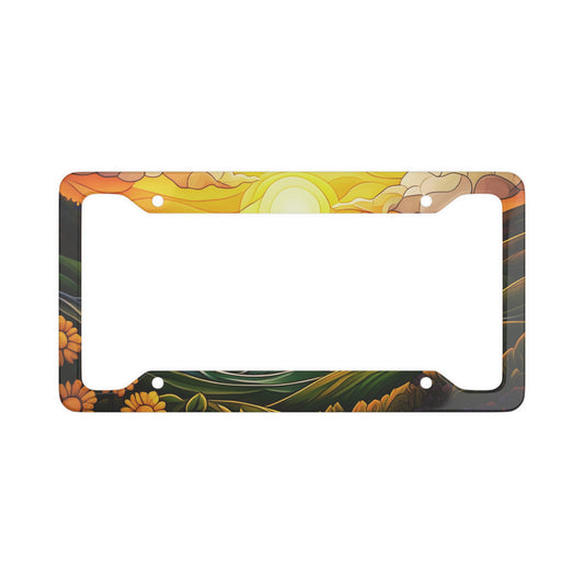 Sunset Over Fields License Plate Frame